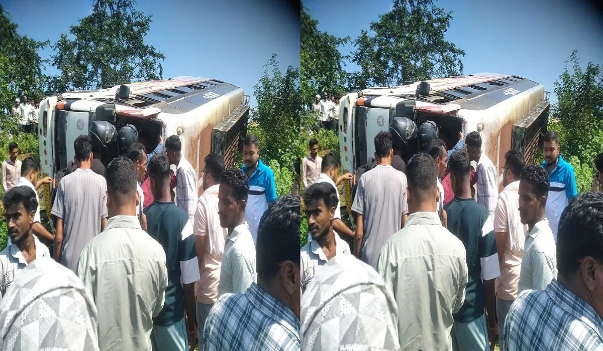 कर्मचारियों से भरी बस बेकाबू होकर पलटी, एक की मौत, 20 से ज्यादा घायल